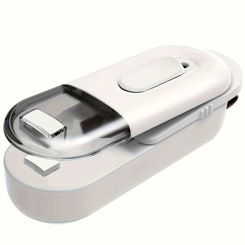Mini selador e cortador de sacos 2 em 1 - Máquina de selagem a vácuo portátil para snacks frescos, bolachas e armazenamento de alimentos - Operado por bateria (AA), utensílio de cozinha preto