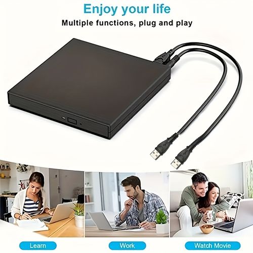 Unidade de CD DVD externa, USB 2.0 Slim Unidade de CD-RW externa portátil Gravador de DVD-RW Gravador Leitor para portátil Portátil PC Computador de secretária