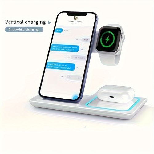 Estação de carregamento rápido 3 em 1, suporte de carregador sem fios dobrável para iPhone 16, 15, 14,13,12,11, Pro, Max, Mini, Plus, X, XR, XS, SE, 8Plus, para Apple Watch 1-9, para Airpods 3-2Pro, TIMESS