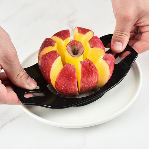 Cortador e cortador de maçãs em aço inoxidável - Cortador de frutas manual durável com lâminas uniformes, pega ergonómica, utensílio de cozinha para fatiar maçãs na perfeição, cortador de frutas