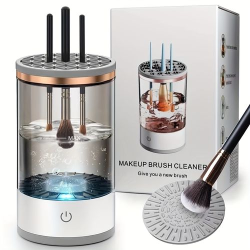 Limpador de pincéis de maquilhagem alimentado por USB - sem bateria, sem cheiro, acessório de beleza essencial para o regresso às aulas