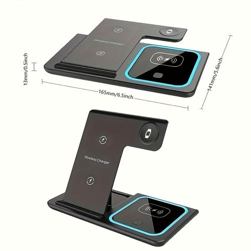 Estação de carregamento rápido 3 em 1, suporte de carregador sem fios dobrável para iPhone 16, 15, 14,13,12,11, Pro, Max, Mini, Plus, X, XR, XS, SE, 8Plus, para Apple Watch 1-9, para Airpods 3-2Pro, TIMESS