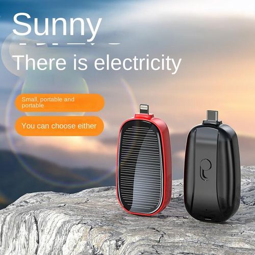 Last Day 30% OFF🌲🔥 Mini Solar Power Bank Emergency Compact Lage Capacity Ultra-thin Fast Charger With Key Chain Quick Release Spring Waterproof Dustproof