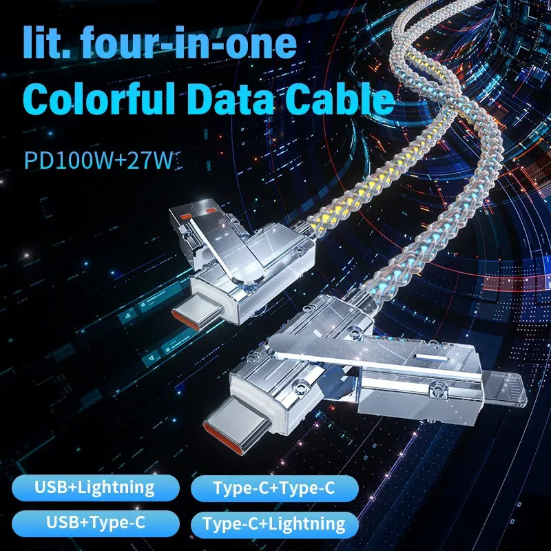 Last Day 50% OFF🌲4-in-1 colorful gradient breathing LED multi-charging cable (+free storage bag)