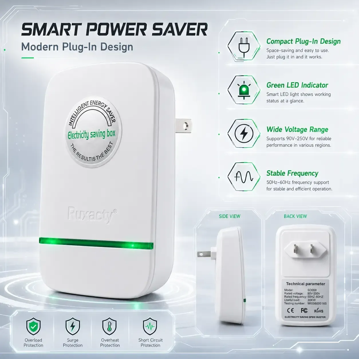 Electricity Saving Box, Intelligent Energy saver, voltage stabilizer, The Plug-In Power Bosx That Helps Lower Your Power Bills Instantly
