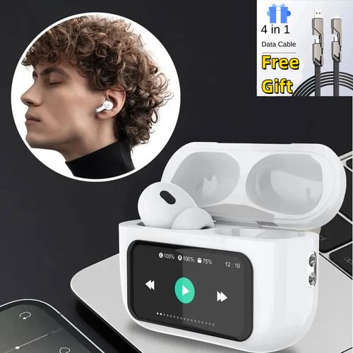 ANC+ENC Multifunctional Touch Screen in Ear 5.4 Bluetooth Earphones +Free Gift 4in1 charging cable