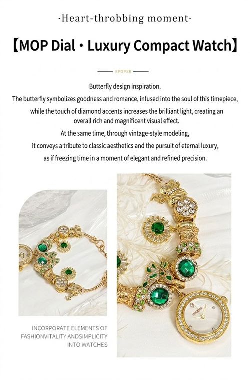 Luxury Gold & Emerald Green Women's Bracelet Watch - Waterproof Quartz