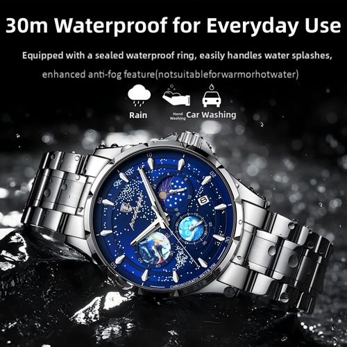 New Multifunction Quartz Luminous Men's Watch 50m Waterproof - 42mm
