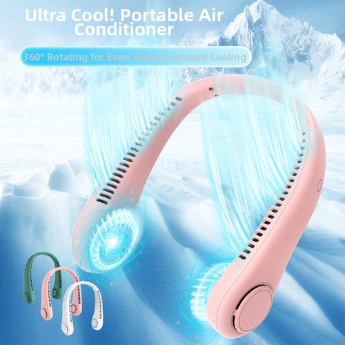 Leafless turbo USB rechargeable outdoor high-wind neck-hanging fan