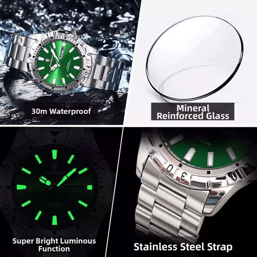 Luxury Men's Wristwatch from Daytona, Made from Stainless Steel, Deep Water Resistant, Mineral Hardened Glass, Cash on Delivery, Free Home Delivery.