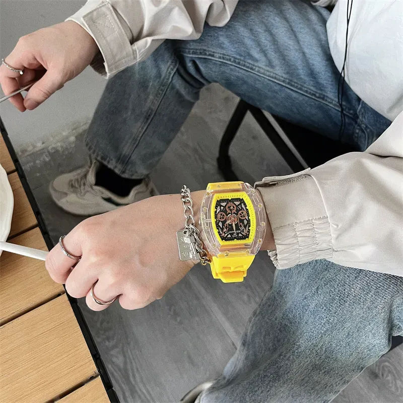 Men's Mechanical Skeleton Transparent Watch – Hip Hop Sport Fashion
