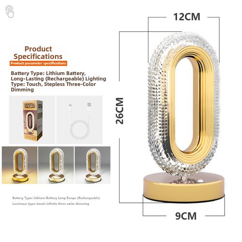 Luxury Crystal Touch LED Night Light - Creative High-End Bedroom Table Lamp