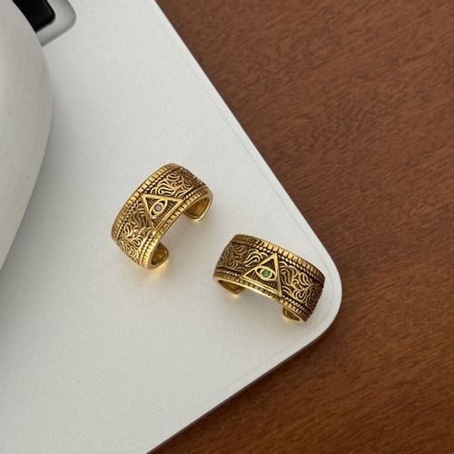 All-Seeing Eye Tang Grass Pattern Diamond Inlaid Ring, adjustable open design, available in two colors, cash on delivery, free home delivery