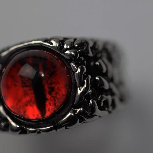 Demon's Eye Ruby Antique Silver Ring, open band adjustable size, unisex, free home delivery, cash on delivery