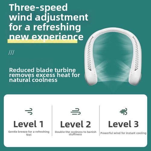Leafless turbo USB rechargeable outdoor high-wind neck-hanging fan