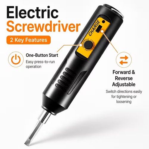 Cordless Electric Screwdriver | Multifunctional Rotary Tool With One-Click Start, Adjustable Forward & Reverse
