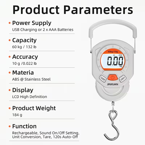 Portable Digital Luggage Scale, Lb Capacity & 10 G Precision,