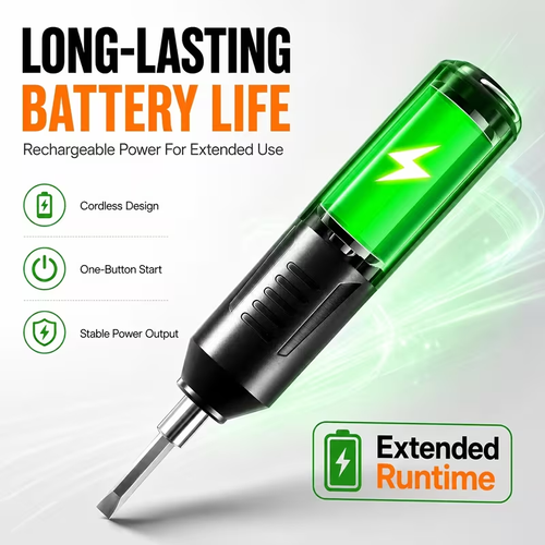 Cordless Electric Screwdriver | Multifunctional Rotary Tool With One-Click Start, Adjustable Forward & Reverse