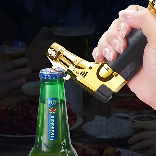 Heavy-Duty Windproof Torch Lighter with Safety Lock & Adjustable Flame - Refillable Up to 2372°F Max Temperature