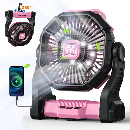 Charging+lighting+fan Three In One Electric Fan Camping Fan Battery Powered Fan, with LED Lantern Portable Camping Fan Suitable for Tents,