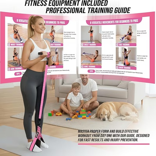 Workout 1pc Upgraded Pedal Resistance Band , Detachable Sit Up Pull Rope with Anti-Snap Sleeve
