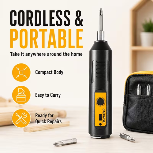 Cordless Electric Screwdriver | Multifunctional Rotary Tool With One-Click Start, Adjustable Forward & Reverse
