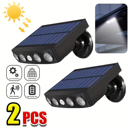 2 Pack Solar Powered Motion Sensor Wall Lights