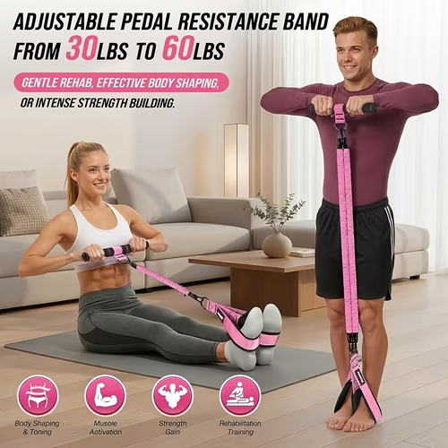 Workout 1pc Upgraded Pedal Resistance Band , Detachable Sit Up Pull Rope with Anti-Snap Sleeve