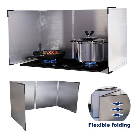 Foldable Stove Splatter Guard, 4 Sided Splatter Guard Stainless Steel Backsplash, Oil Splash Insulation Board, Nonstick Oil Splatter Guard Stove for Cooking Frying Stove Top Wall