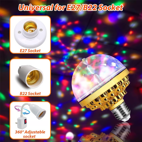Colorful Magic Rotating Ball Light, LED Plug in Disco Ball Light