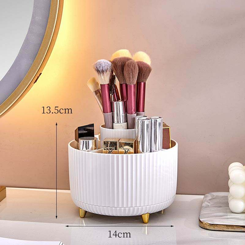 360° Rotating 🔄 Makeup Brush Holder | Multi-Color 🌈 Plastic Organizer ✨