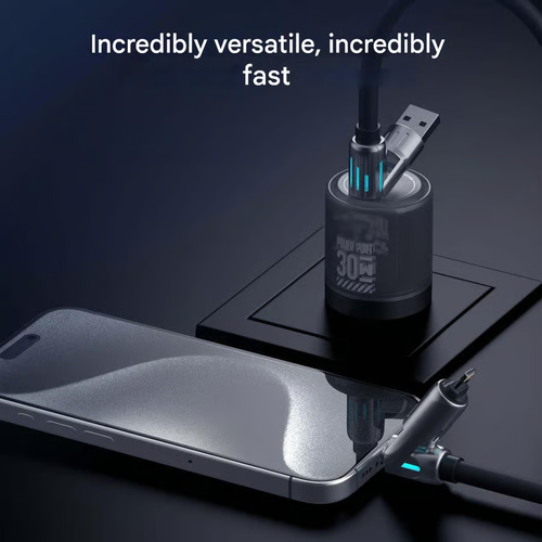 ⏰4-in-1 USB charging cable, fast charging, MAX. 60 W