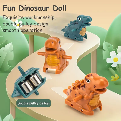 Dinosaur Chasing Race Track 5 Mini Dino Cars & Flexible Race Track Set with Light and Music