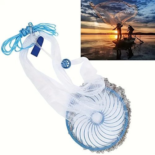 Durable Nylon Fly Fishing Net 1pc - Blue Handle Ideal for Freshwater & Saltwater - Perfect for Catching Fish