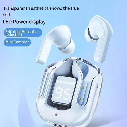 See-Through Bluetooth Earbuds Pro - Noise Cancelling HD Stereo, 40H Playtime Comfort-Fit Earphones
