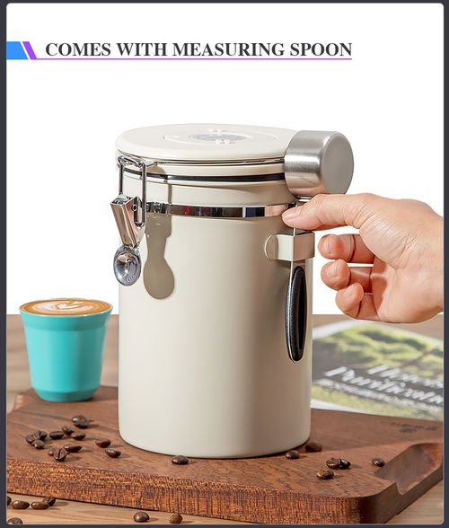 New Design Vacuum Seal Food Storage Coffee Jar Airtight Stainless Steel Coffee Jar