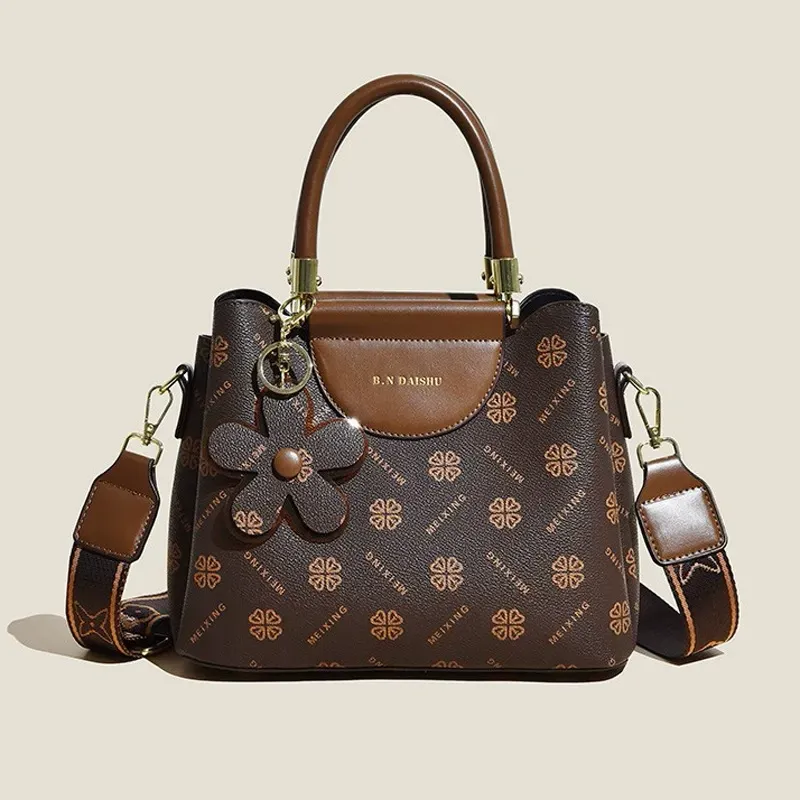 Retro Printed Women's Handbag Fashion Commuter Large Capacity Tote Bag Versatile Multi-layer Shoulder Crossbody Bag 17 sales