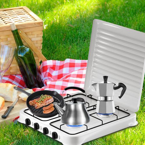 Gas Stove 4 Burner With Enamel Lid - White