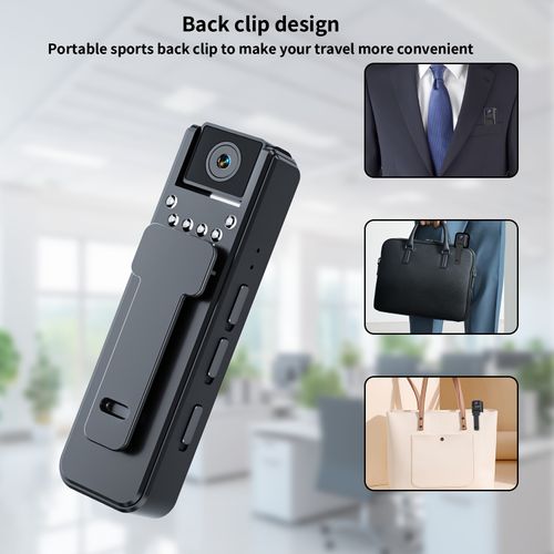 Body camera with audio and video recording, 180° rotating lens