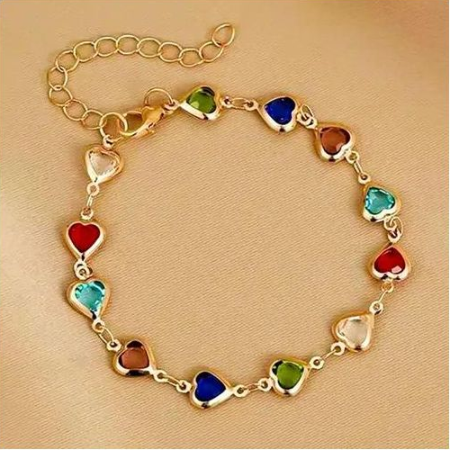 New hot-selling 18k gold-plated non-fading ethnic bracelet Ins style heart zircon beaded bracelet