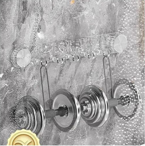 New Punch-Free Plastic Suction Cup Bathroom Wall Storage Hook Shelf Long Row Five Consecutive Rows Traceless Sticky Hooks Coat