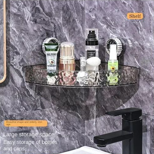 Modern Plastic New Suction Cup Triangle Storage Rack Punch-Free Wall-Mounted Bathroom Toilet Washstand Corner Storage Rack