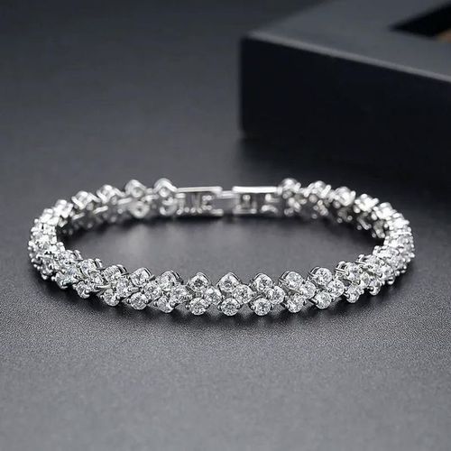 Super sparkling zircon Roman bracelet Diamond-studded exquisite Cuban bracelet