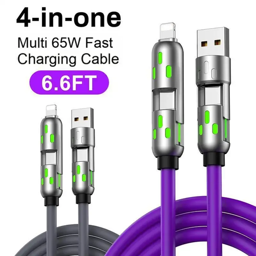 4 in 1 USB-C cable, PD fast charging, data sync, USB-A, Type-C