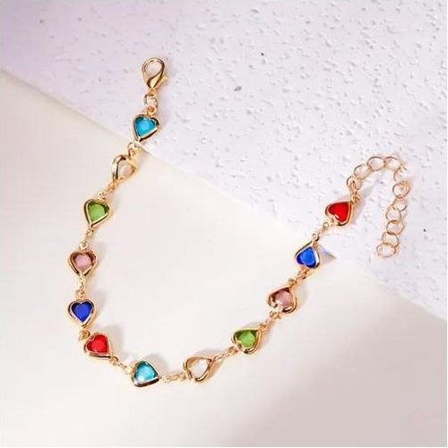 New hot-selling 18k gold-plated non-fading ethnic bracelet Ins style heart zircon beaded bracelet