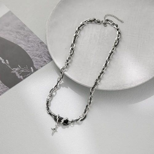 New niche design wrapped black forest pendant titanium steel couple necklace does not fade