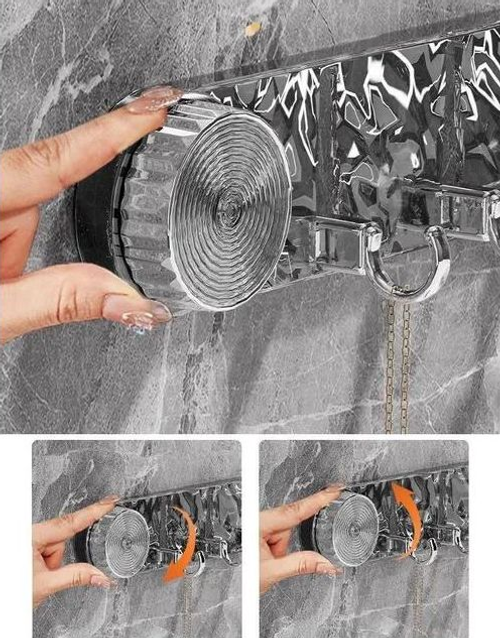 New Punch-Free Plastic Suction Cup Bathroom Wall Storage Hook Shelf Long Row Five Consecutive Rows Traceless Sticky Hooks Coat