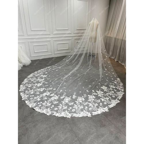 Style CReal Photos 3M New Wedding Veils With Lace Crystal Applique Long