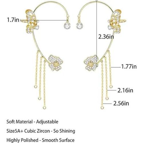 Butterfly Earrings Ear Cuffs Climber Wrap Around Earrings for Women Right Left No Piercing Ear Clip Gold Silver Ear Jewelry Gift