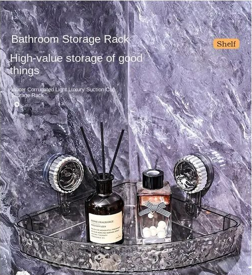 Modern Plastic New Suction Cup Triangle Storage Rack Punch-Free Wall-Mounted Bathroom Toilet Washstand Corner Storage Rack